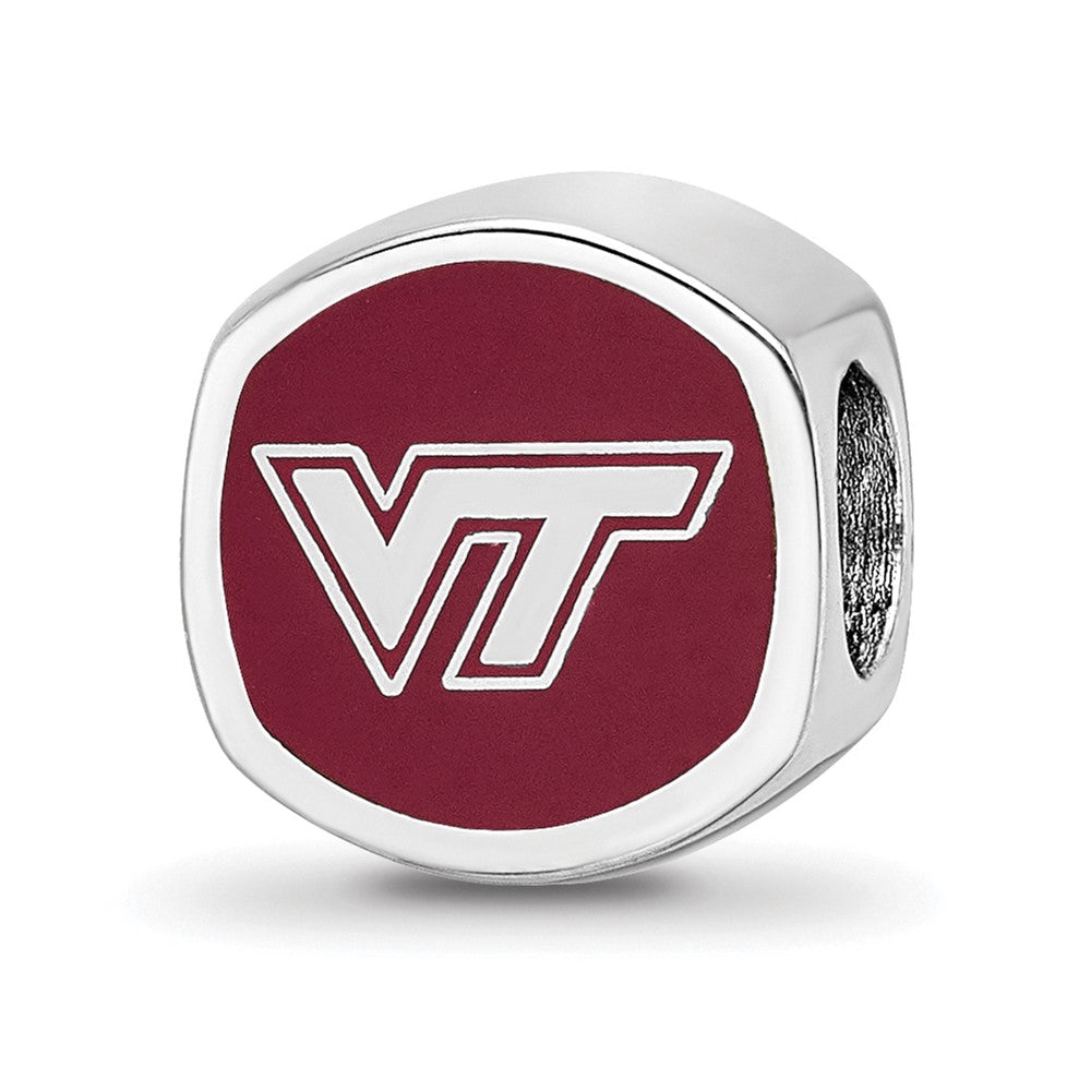 Sterling Silver Rhodium-plated LogoArt Virginia Tech V-T Enameled Double Logo Bead