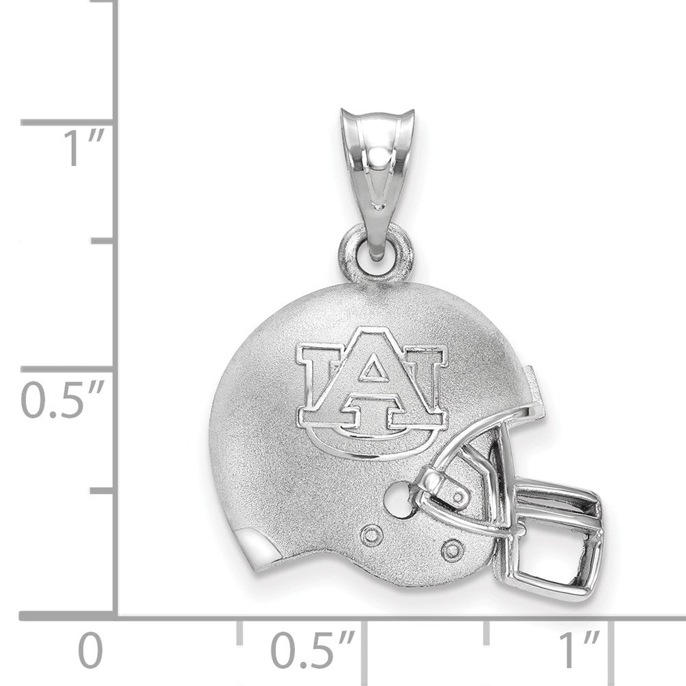 Sterling Silver Rhodium-plated LogoArt Auburn University Domed Football Helmet Pendant