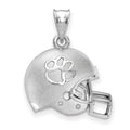 Sterling Silver Rhodium-plated LogoArt Clemson University Tiger Paw Domed Football Helmet Pendant