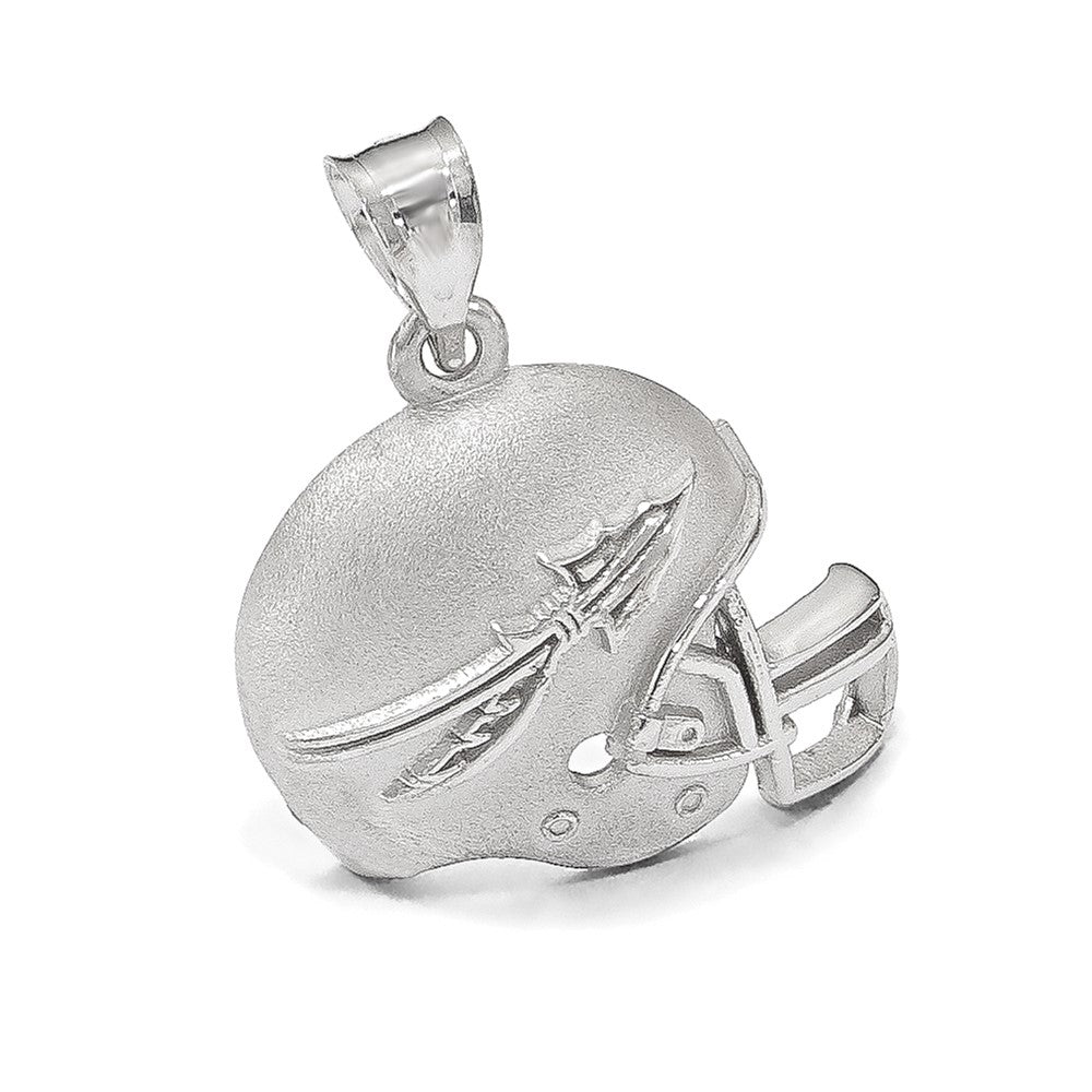 Sterling Silver Rhodium-plated LogoArt Florida State University Arrow Domed Football Helmet Pendant