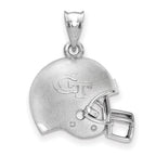 Sterling Silver Rhodium-plated LogoArt Georgia Institute of Technology G-T Domed Football Helmet Pendant