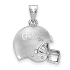 Sterling Silver Rhodium-plated LogoArt University of Florida Gators Script Domed Football Helmet Pendant