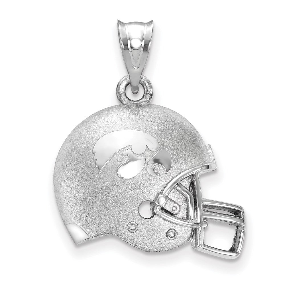 Sterling Silver Rhodium-plated LogoArt The University of Iowa Domed Football Helmet Pendant