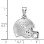 Sterling Silver Rhodium-plated LogoArt University of Kentucky Domed U-K Football Helmet Pendant