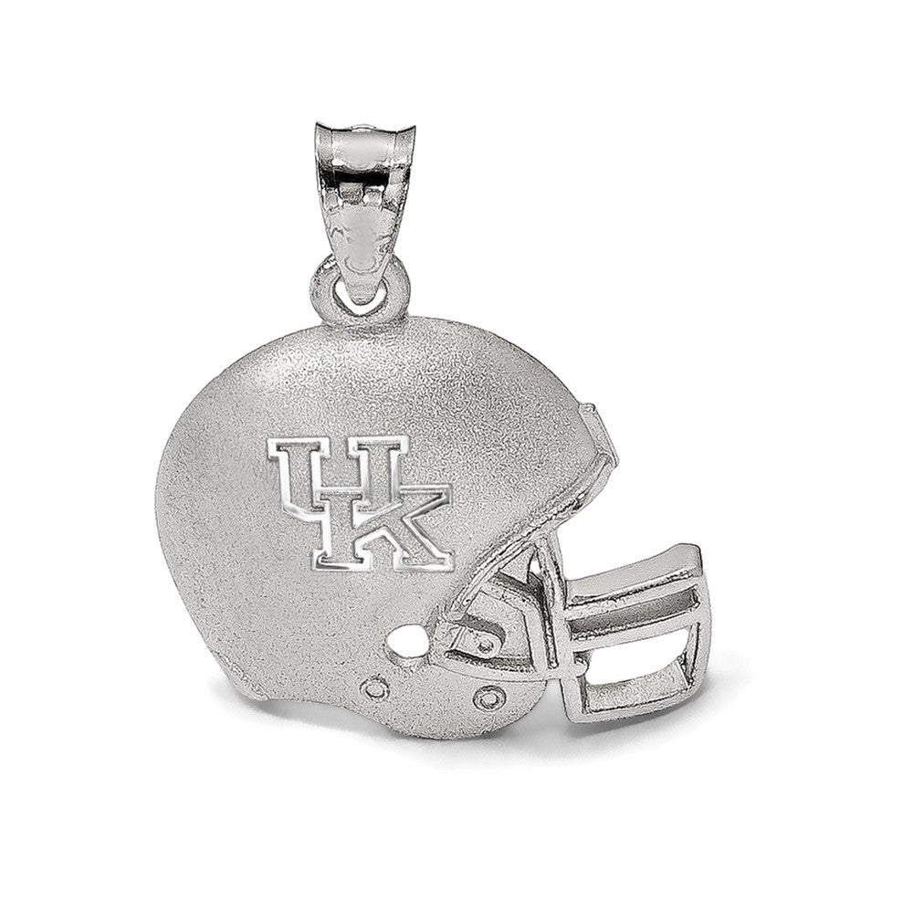 Sterling Silver Rhodium-plated LogoArt University of Kentucky Domed U-K Football Helmet Pendant