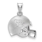 Sterling Silver Rhodium-plated LogoArt University of Kentucky Domed U-K Football Helmet Pendant