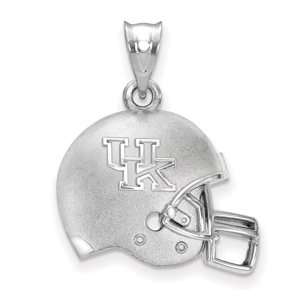 Sterling Silver Rhodium-plated LogoArt University of Kentucky Domed U-K Football Helmet Pendant