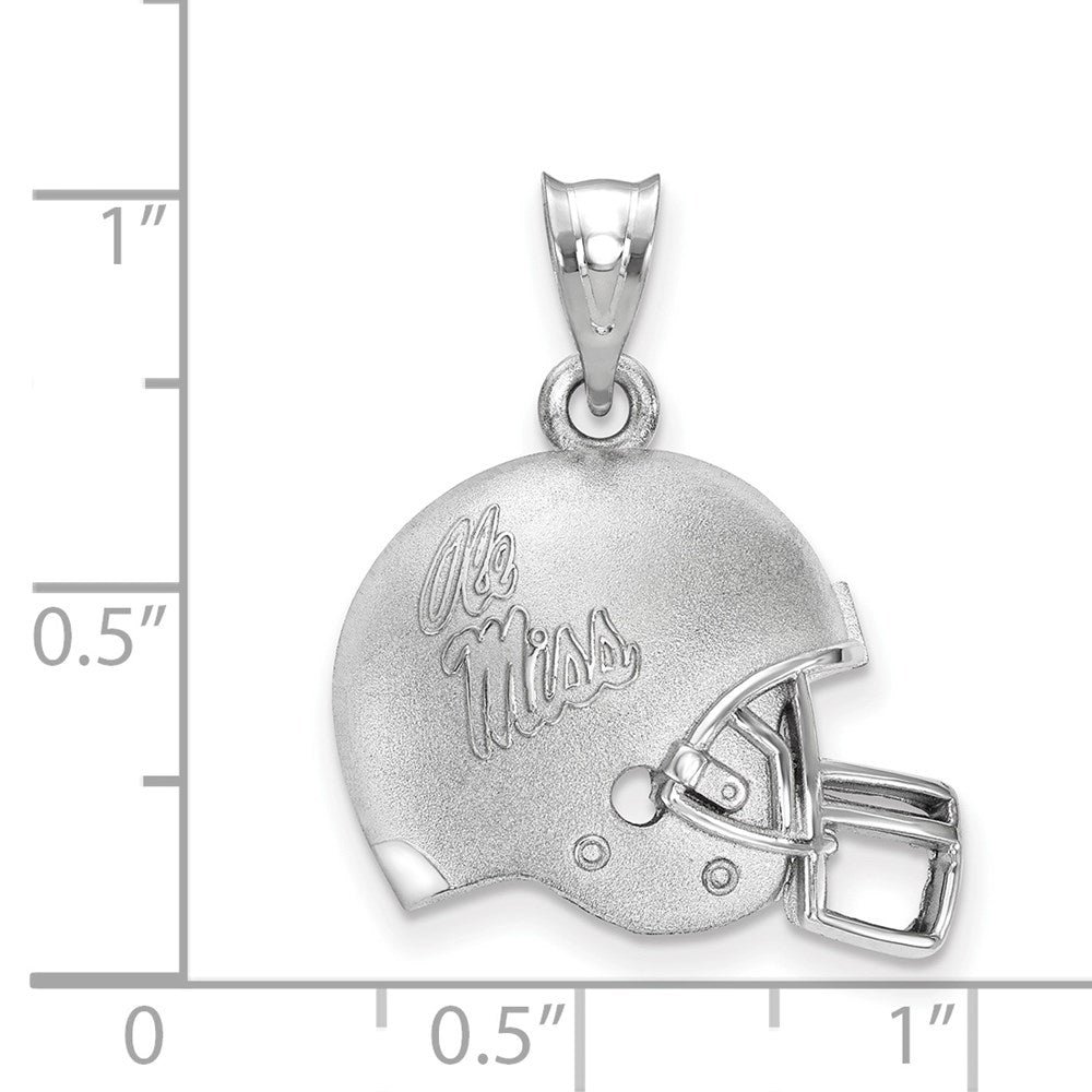 Sterling Silver Rhodium-plated LogoArt University of Mississippi Ole Miss Domed Football Helmet Pendant