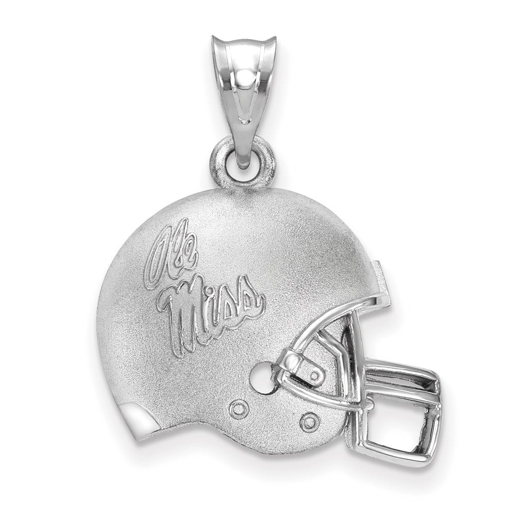 Sterling Silver Rhodium-plated LogoArt University of Mississippi Ole Miss Domed Football Helmet Pendant