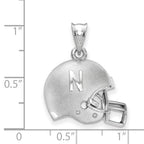 Sterling Silver Rhodium-plated LogoArt University of Nebraska Domed Football Helmet Pendant