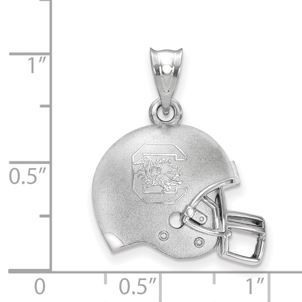 Sterling Silver Rhodium-plated LogoArt University of South Carolina Domed Football Helmet Pendant