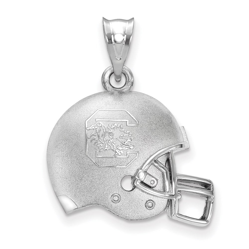 Sterling Silver Rhodium-plated LogoArt University of South Carolina Domed Football Helmet Pendant