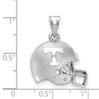 Sterling Silver Rhodium-plated LogoArt University of Tennessee Letter T Domed Football Helmet Pendant