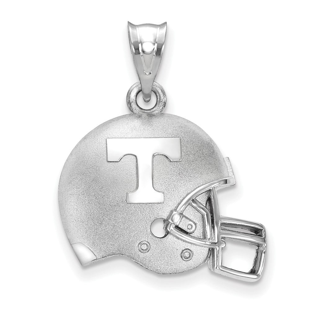 Sterling Silver Rhodium-plated LogoArt University of Tennessee Letter T Domed Football Helmet Pendant