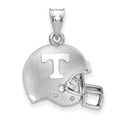 Sterling Silver Rhodium-plated LogoArt University of Tennessee Letter T Domed Football Helmet Pendant