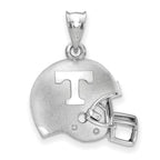 Sterling Silver Rhodium-plated LogoArt University of Tennessee Letter T Domed Football Helmet Pendant