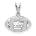 Sterling Silver Rhodium-plated LogoArt Auburn University Domed Football Pendant