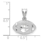 Sterling Silver Rhodium-plated LogoArt Clemson University Tiger Paw Domed Football Pendant