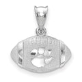 Sterling Silver Rhodium-plated LogoArt Clemson University Tiger Paw Domed Football Pendant
