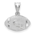 Sterling Silver Rhodium-plated LogoArt Florida State University F-S-U Domed Football Pendant
