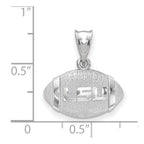Sterling Silver Rhodium-plated LogoArt Louisiana State University L-S-U Domed Football Pendant