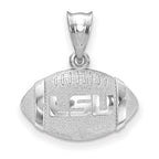 Sterling Silver Rhodium-plated LogoArt Louisiana State University L-S-U Domed Football Pendant
