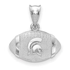 Sterling Silver Rhodium-plated LogoArt Michigan State University Spartan Football Pendant