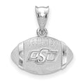 Sterling Silver Rhodium-plated LogoArt Oklahoma State University O-S-U Football Pendant