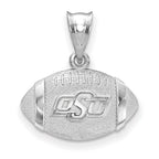 Sterling Silver Rhodium-plated LogoArt Oklahoma State University O-S-U Football Pendant