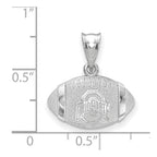 Sterling Silver Rhodium-plated LogoArt The Ohio State University Domed Football Pendant