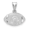 Sterling Silver Rhodium-plated LogoArt The Ohio State University Domed Football Pendant