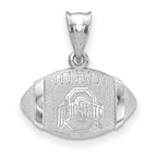 Sterling Silver Rhodium-plated LogoArt The Ohio State University Domed Football Pendant