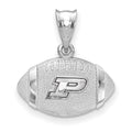 Sterling Silver Rhodium-plated LogoArt Purdue University Letter P Domed Football Pendant