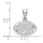 Sterling Silver Rhodium-plated LogoArt University of Alabama Domed Letter A in Football Pendant