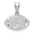 Sterling Silver Rhodium-plated LogoArt University of Alabama Domed Letter A in Football Pendant