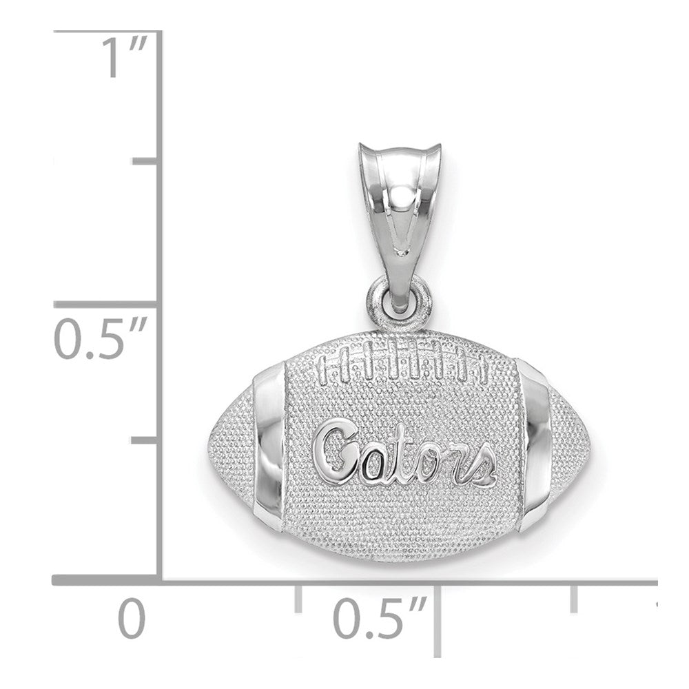 Sterling Silver Rhodium-plated LogoArt University of Florida Gators Script Football Pendant