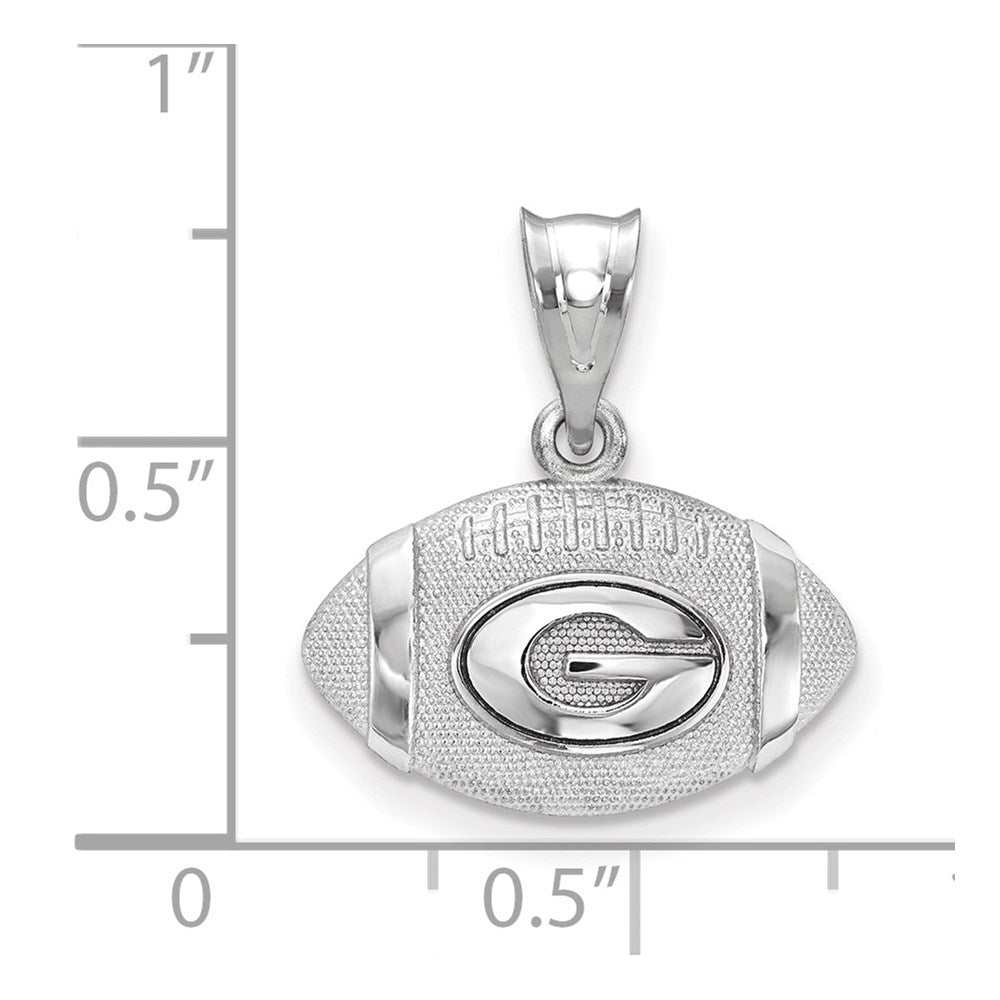 Sterling Silver Rhodium-plated LogoArt University of Georgia Letter G Football Pendant