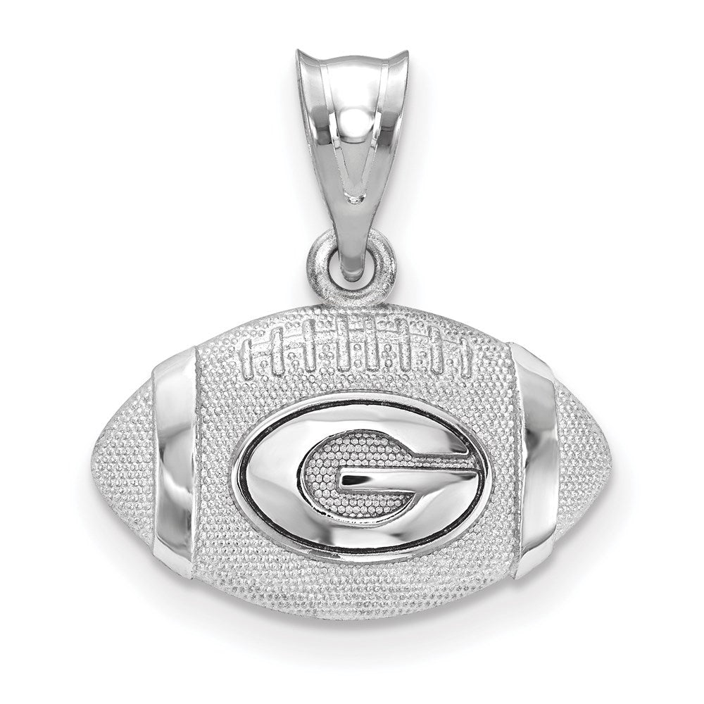 Sterling Silver Rhodium-plated LogoArt University of Georgia Letter G Football Pendant