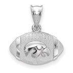 Sterling Silver Rhodium-plated LogoArt The University of Iowa Hawk Football Pendant