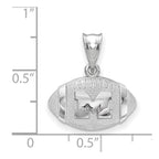 Sterling Silver Rhodium-plated LogoArt University of Michigan Letter M Football Pendant