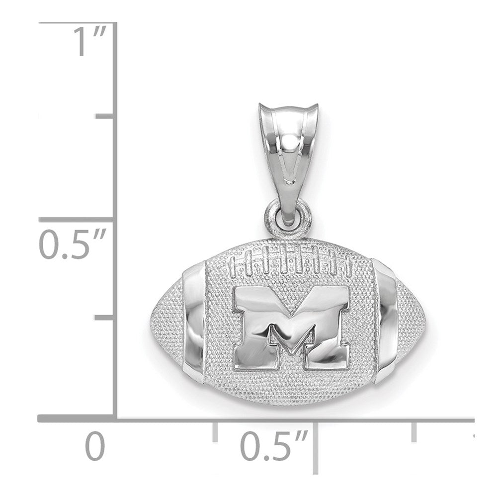 Sterling Silver Rhodium-plated LogoArt University of Michigan Letter M Football Pendant