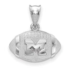 Sterling Silver Rhodium-plated LogoArt University of Michigan Letter M Football Pendant
