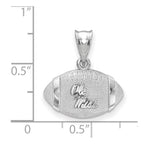 Sterling Silver Rhodium-plated LogoArt University of Mississippi Ole Miss Domed Football Pendant