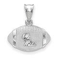 Sterling Silver Rhodium-plated LogoArt University of Mississippi Ole Miss Domed Football Pendant