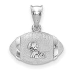 Sterling Silver Rhodium-plated LogoArt University of Mississippi Ole Miss Domed Football Pendant