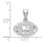 Sterling Silver Rhodium-plated LogoArt University of Nebraska Letter N Football Pendant