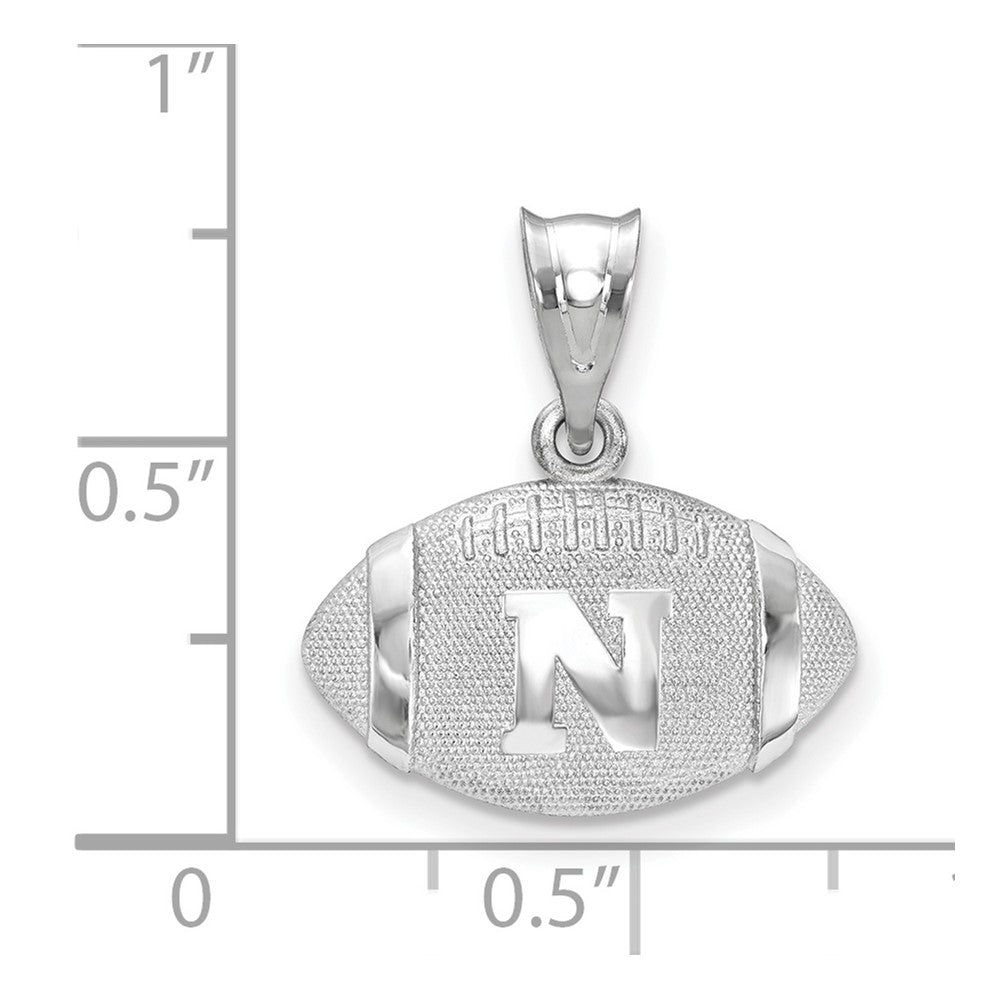 Sterling Silver Rhodium-plated LogoArt University of Nebraska Letter N Football Pendant