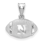 Sterling Silver Rhodium-plated LogoArt University of Nebraska Letter N Football Pendant