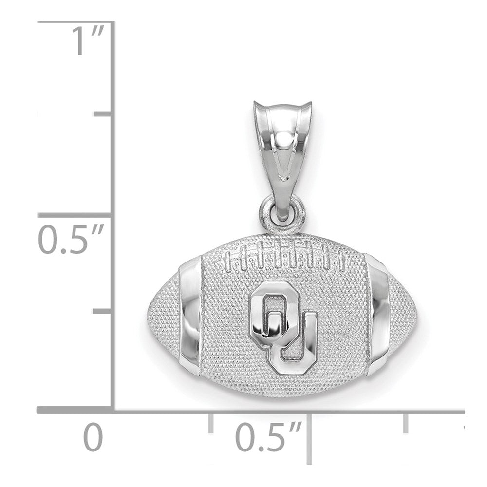 Sterling Silver Rhodium-plated LogoArt University of Oklahoma O-U Football Pendant
