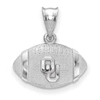 Sterling Silver Rhodium-plated LogoArt University of Oklahoma O-U Football Pendant